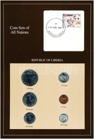 Libéria 1968-1984. 1c-1D (6xklf), 'Coin Sets Of All Nations' Forgalmi Szett Felbélyegzett Kartonlapon T:1 
Liberia 1968- - Unclassified
