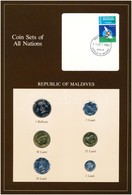 Maldív-szigetek 1980-1982. 1c-50c (6xklf), 'Coin Sets Of All Nations' Forgalmi Szett Felbélyegzett Kartonlapon T:1 
Mald - Non Classés