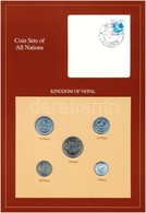 Nepál ~1980. 5p-1R (5xklf), 'Coin Sets Of All Nations' Forgalmi Szett Felbélyegzett Kartonlapon T:1 
Nepál ~1980. 5 Pais - Zonder Classificatie