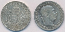 Vegyes: 1938. 1P Ag + Ausztria 1893. 1K Ag 'Ferenc József' T:2-3
Mixed: 1938. 1 Pengő Ag + Austria 1893. 1 Corona Ag 'Fr - Non Classificati