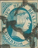 º10. 1851. 6 Reales Azul. Grandes Márgenes. MAGNIFICO. Cert. COMEX. - Sonstige & Ohne Zuordnung