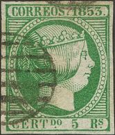 º20. 1853. 5 Reales Verde (leve Puntito De Aguja). MAGNIFICO. - Sonstige & Ohne Zuordnung