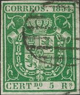 º26. 1854. 5 Reales Verde. MAGNIFICO. Cert. GRAUS. - Other & Unclassified