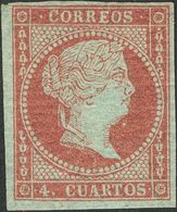 *40. 1855. 4 Cuartos Rojo. MAGNIFICO. Cert. GRAUS Y EXFIMA. - Andere & Zonder Classificatie