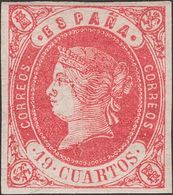 */(*)57/61. 1862. 2 Cuartos Azul, 4 Cuartos Castaño, 12 Cuartos Azul, 19 Cuartos Rosa Y 1 Real Castaño, Todos Los Ejempl - Andere & Zonder Classificatie