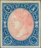 *70. 1865. 12 Cuartos Azul Y Rosa. MAGNIFICO. Cert. COMEX. - Sonstige & Ohne Zuordnung