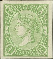 (*)72. 1865. 1 Real Verde. Espectaculares Márgenes Y Color Muy Intenso. PIEZA DE LUJO. Cert. COMEX. - Sonstige & Ohne Zuordnung