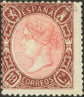 *77. 1865. 19 Cuartos Castaño Y Rosa (centraje Habitual). Color Muy Intenso. BONITO Y MUY RARO EN NUEVO. Cert. COMEX. - Sonstige & Ohne Zuordnung