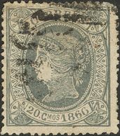 º86F. 1866. 20 Cts Lila Gris. FALSO POSTAL TIPO UNICO. MAGNIFICO Y RARO. - Sonstige & Ohne Zuordnung