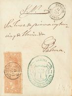 Sobre 96(2). 1867. 50 Mils Castaño Claro, Dos Sellos. SON SERVERA (MALLORCA) A PALMA DE MALLORCA. Matasello MANACOR / MA - Autres & Non Classés