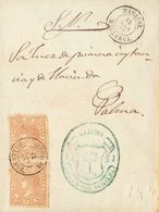 Sobre 96(2). 1867. 50 Mils Castaño Claro, Dos Sellos. SON SERVERA (MALLORCA) A PALMA DE MALLORCA. Matasello MANACOR / MA - Altri & Non Classificati