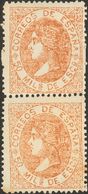 *96F(2). 1867. 50 Mils Castaño Claro, Pareja. FALSO POSTAL TIPO II. MAGNIFICO E INUSUAL MULTIPLE DE ESTE VALOR. - Sonstige & Ohne Zuordnung