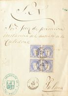 Sobre 107(4). 1870. 50 Mils Ultramar, Bloque De Cuatro. LLUCHMAYOR A PALMA DE MALLORCA. Matasello LLUCMAYOR / MALLORCA.  - Sonstige & Ohne Zuordnung