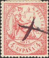 º151. 1874. 4 Pts Carmín (taladro Habilmente Reparado, No Reseñado En El Certificado). Inutilizado "a Pluma". A EXAMINAR - Otros & Sin Clasificación