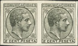 *190es(2). 1878. 2 Cts Negro, Pareja (un Sello Pliegue Vertical). ERROR DE COLOR Y SIN DENTAR. MAGNIFICA. Edifil 2014: 2 - Sonstige & Ohne Zuordnung