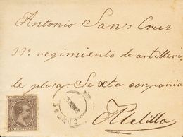 Sobre 219. 1897. 15 Cts Castaño. CORDOBA A MELILLA. Sello Reutilizado Y Detectado Por El Correo Que Levanta Un Informe O - Autres & Non Classés