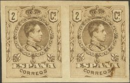 *267s(2). 1909. 2 Cts Castaño, Pareja. SIN DENTAR (NºA438.131). MAGNIFICA Y RARA. Edifil 2015: 460 Euros - Otros & Sin Clasificación