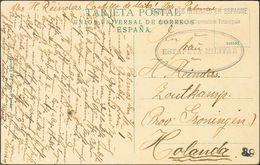 Sobre . 1918. Tarjeta Postal De LAS PALMAS A ZOUTKAMP (HOLANDA). Marca De Franquicia SERVICE DES INTERNES EN ESPAGNE / A - Other & Unclassified