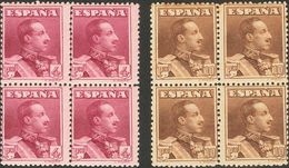 **310/23(4). 1922. Serie Completa, Bloque De Cuatro (el 5 Cts Lila Los Sellos Superiores Con Fijasellos, El 10 Cts Verde - Andere & Zonder Classificatie