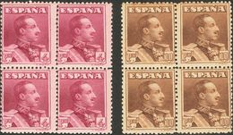 **310/23(4). 1922. Serie Completa, Bloque De Cuatro (el 5 Cts Lila Los Sellos Superiores Con Fijasellos, El 10 Cts Verde - Other & Unclassified