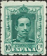 (*)314de. 1922. 10 Cts Verde. DENTADO 6½ Y NºA312,344. MAGNIFICO Y RARO. Edifil 2015: 93 Euros - Sonstige & Ohne Zuordnung