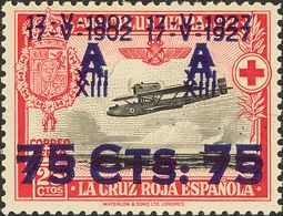 *390hh. 1927. 75 Cts Sobre 25 Cts Rojo Y Negro. SOBRECARGA DOBLE. MAGNIFICO. Edifil 2015: 154 Euros - Autres & Non Classés