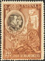 **581cc. 1930. 10 Pts Castaño Y Negro. CAMBIO DE COLOR. MAGNIFICO Y RARO. (Gálvez 2840) - Sonstige & Ohne Zuordnung