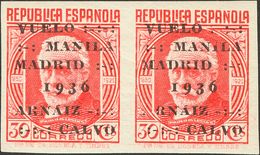 **741s(2). 1936. 30 Cts Rojo, Pareja. SIN DENTAR. MAGNIFICA. Edifil 2019: 340 Euros - Autres & Non Classés