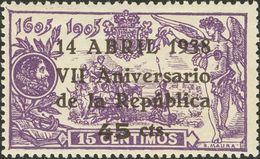 **755. 1938. 45 Cts Sobre 15 Cts Violeta. MAGNIFICO. Edifil 2019: +20 Euros - Autres & Non Classés