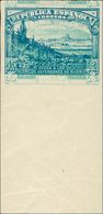 **757ed. 1938. 45 Cts + 2 Pts Azul, Borde De Hoja. DOBLE IMPRESION Y SIN DENTAR. MAGNIFICO. Edifil 2015: +93 Euros - Otros & Sin Clasificación