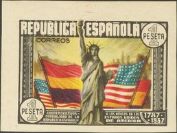 *763s. 1938. 1 Pts Multicolor, Esquina De Pliego. SIN DENTAR. MAGNIFICO. Edifil 2019: 79 Euros - Sonstige & Ohne Zuordnung