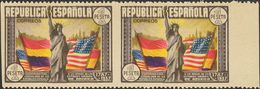 *763sv(2). 1938. 1 Pts Multicolor, Pareja. Variedad SIN DENTADO VERTICAL. MAGNIFICO. Edifil 2015: 132 Euros - Autres & Non Classés