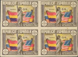 **/*765s(4). 1938. AEREO+5 PTS, Bloque De Cuatro (dos Sellos Sin Fijasellos). SIN DENTAR. MAGNIFICO. Edifil 2019: +1.900 - Otros & Sin Clasificación