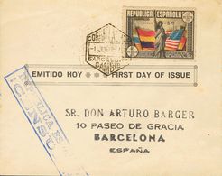 Sobre 765. 1938. AEREO+5 PTS. Sobre De Primer Día Correo Interior De BARCELONA. MAGNIFICO. - Sonstige & Ohne Zuordnung