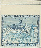 **769s. 1938. 2 Pts Azul, Borde De Hoja Superior (en Nuestra Opinión Se Trata Del Edifil 770Asma Al Que Se Le Ha Recorta - Autres & Non Classés