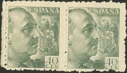 *925x(2). 1940. 40 Cts Verde Gris, Pareja. Variedad EMPALME DEL PAPEL. MAGNIFICA. Edifil 2015: 110 Euros - Autres & Non Classés