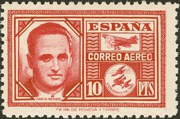 **992cc. 1945. 10 Pts Rojo Carmín. CAMBIO DE COLOR. MAGNIFICO Y RARO. - Sonstige & Ohne Zuordnung