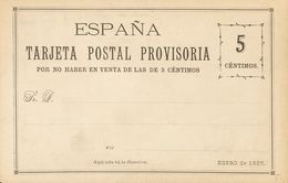 (*)EPCC1. 1885. 5 Cts Negro. TARJETA POSTAL PROVISORIA DE CARRERAS CANDI (sin La Marquilla Violeta). MAGNIFICA. - Autres & Non Classés