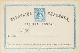 (*)EP1. 1873. 5 Cts Azul Sobre Tarjeta Entero Postal. MAGNIFICA. Edifil 2019: 66 Euros - Sonstige & Ohne Zuordnung