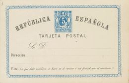 (*)EP3. 1873. 5 Cts Azul Sobre Tarjeta Entero Postal. MAGNIFICA. Edifil 2019: 61 Euros - Autres & Non Classés