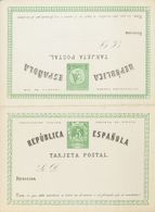 (*)EP4. 1873. 5 Cts+5 Cts Verde Sobre Tarjeta Entero Postal, De Ida Y Vuelta. MAGNIFICA. Edifil 2019: 106 Euros - Andere & Zonder Classificatie