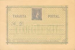 (*)EP8A. 1875. 5 Cts Azul Gris Sobre Tarjeta Entero Postal. FONDO VERDE OSCURO. MAGNIFICA Y RARA. Edifil 2017: 415 Euros - Andere & Zonder Classificatie