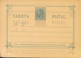 (*)EP11e. 1882. 10 Cts Gris Violeta Y 10 Cts Azul Sobre Tarjeta Entero Postal. DOBLE IMPRESION. MAGNIFICA Y RARA, NO RES - Altri & Non Classificati