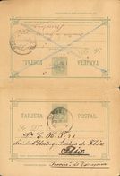 Sobre EP12. 1903. 15 Cts+15 Cts Verde Sobre Tarjeta Entero Postal La Ida Circulada De FLIX (TARRAGONA) A BARCELONA Y La  - Sonstige & Ohne Zuordnung