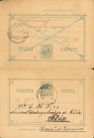 Sobre EP12. 1903. 15 Cts+15 Cts Verde Sobre Tarjeta Entero Postal La Ida Circulada De FLIX (TARRAGONA) A BARCELONA Y La  - Otros & Sin Clasificación