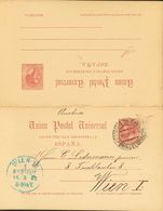 Sobre EP17. 1895. 10 Cts+10 Cts Carmín Sobre Tarjeta Entero Postal Circulada Sólamente La Ida De BARCELONA A VIENA (AUST - Altri & Non Classificati