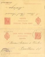 Sobre EP33. 1900. 10 Cts+10 Cts Carmín Sobre Tarjeta Entero Postal Circulada Sólamente La Ida De MALAGA A BEUTHEN (ALEMA - Other & Unclassified