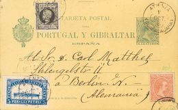 Sobre EP34, 217, 240. 1898. 5 Cts Sobre Tarjeta Entero Postal De ATIENZA (GUADALAJARA) A BERLIN (ALEMANIA), Con Franqueo - Other & Unclassified