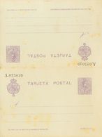 (*)EP51. 1910. 15 Cts+15 Cts Violeta Sobre Tarjeta Entero Postal, De Ida Y Vuelta (manchitas Del Tiempo). BONITA Y RARIS - Sonstige & Ohne Zuordnung