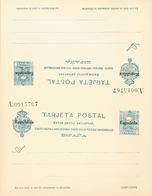 (*)EP65. 1931. 25 Cts+25 Cts Azul Sobre Tarjeta Entero Postal, De Ida Y Vuelta (plancha). MAGNIFICA Y RARA. Edifil 2019: - Autres & Non Classés